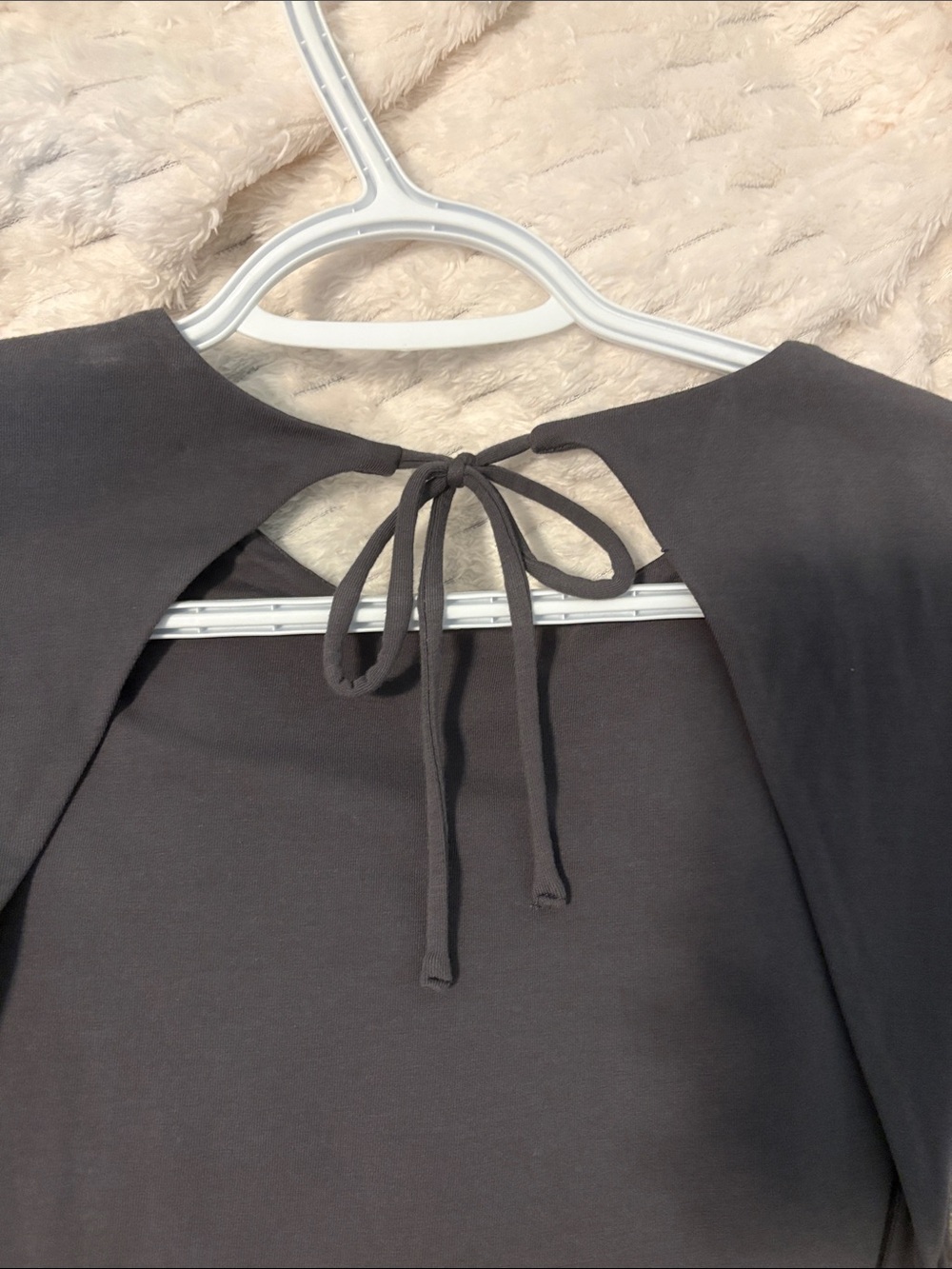 Garage Dark Grey Short Sleeve Open-back Tie Top - Picture 3 of 5